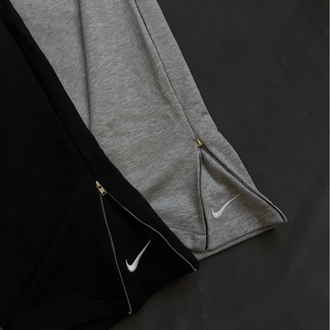 NKE Fermuarlı Vintage Baggy Gri Melanj Tracksuit 