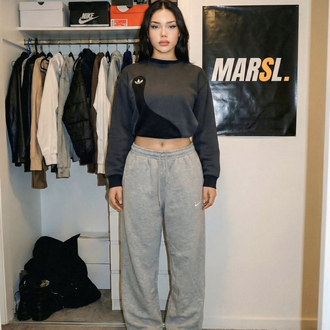 NKE Vintage Baggy Gri Tracksuit (Ayarlanabilir Paça Lastiği MEVSİMLİK KUMAŞ)