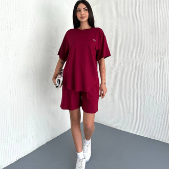 Bordo Şortlu Takım 