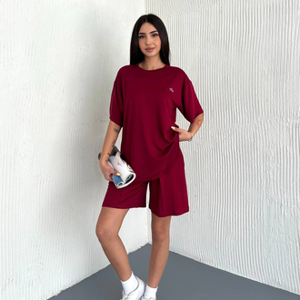Bordo Şortlu Takım 