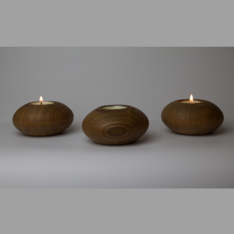 Oval Gürgen Ahşap Mumluk 3'lü Set