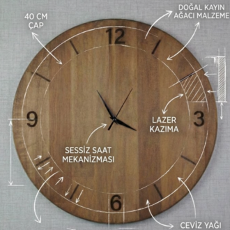 Minimalist Çizgiler: İskandinav Tarzı Kayın Duvar Saati (40 cm)