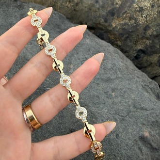 Gold Halka Motifli Taşlı Bileklik