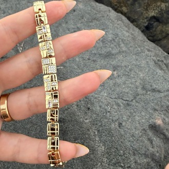 Gold Geometrik Mozaik Taşlı Bileklik
