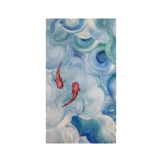 Sanatsal Balık ve Dalga Desenli Mousepad – Aesthetic Abstract Tasarımlı