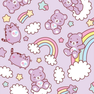 Sevimli Ayıcık ve Gökkuşağı Desenli Bilek Destekli Mousepad – Cute Pastel Mouse Pad