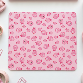 Sevimli Balık Desenli Mousepad – Kawaii Aesthetic Pembe Mouse Pad, Masa Aksesuarı