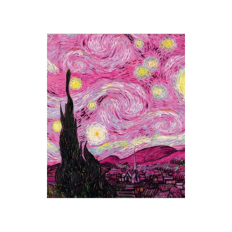 Pembe Yıldızlı Gece Sanatsal Mousepad – Aesthetic Van Gogh Tarzı Desenli