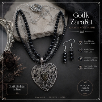 gotik tarz kolye küpe takımı 
