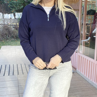 Lacivert triko kazak
