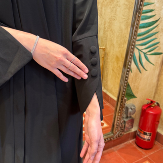 Siyah Düğmeli Volan Kol Detaylı Abaya ✨
