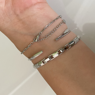 Vip silver kıvrımlı ikili bilezik