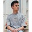 Oversize Born Again Baskılı T-Shirt Gri