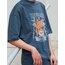 Oversize The Guardian Baskılı T-Shirt Gri