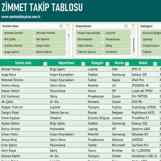 Excel Zimmet Takip Programı