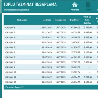 Excel Tazminat Hesaplama Programı V2