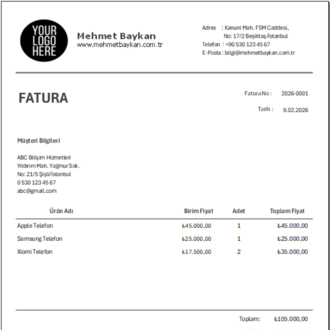 Excel Fatura Programı