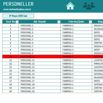 Excel Periyodik Eğitim Takip Programı