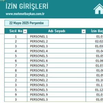 Excel Yıllık İzin Takip Programı