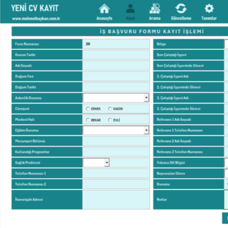 Excel CV Kayıt Programı