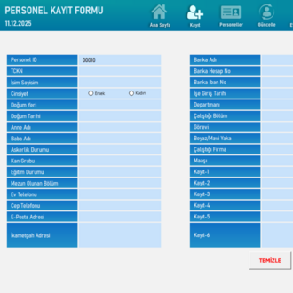 Excel Personel Kayıt Programı