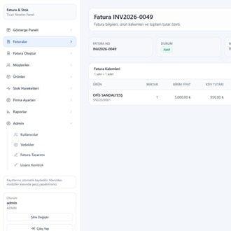 Fatura Takip ve Stok Kontrol Programı