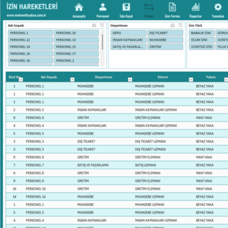 Excel Personel İzin Yönetim Sistemi