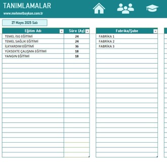 Excel Periyodik Eğitim Takip Programı