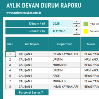 Excel Puantaj Takip Programı