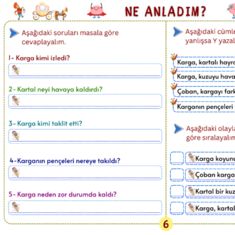 La Fontaine Fablları 1. Bölüm – Oku, Anla, Boya PDF Seti