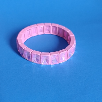 Pembe Kristal Taşlı Lastikli Bileklik