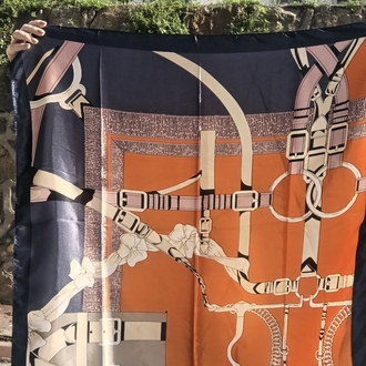 Turuncu -Laciver Kemer Detaylı Fular