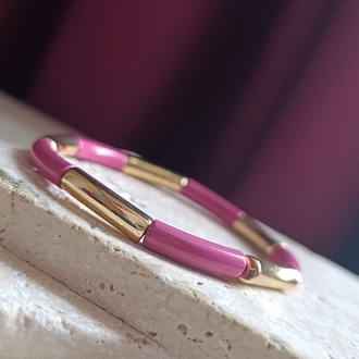 Pembe-Gold Lastikli Bileklik