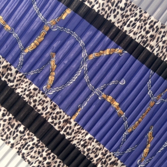 Gold Kemer Zincir Detaylı Leopar Fular