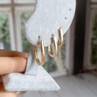 Gold Oval Üçlü Halka Küpe Seti