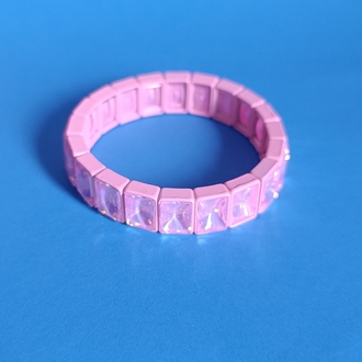 Pembe Kristal Taşlı Lastikli Bileklik