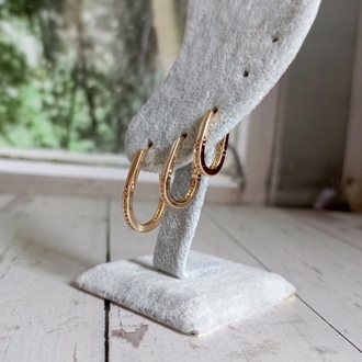 Gold Oval Formlu Üçlü Halka Küpe Seti