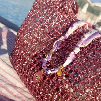 Pembe Nazar Detaylı Fular Kolye