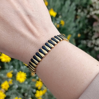 Siyah-Gold Damla Model Asansörlü Bileklik