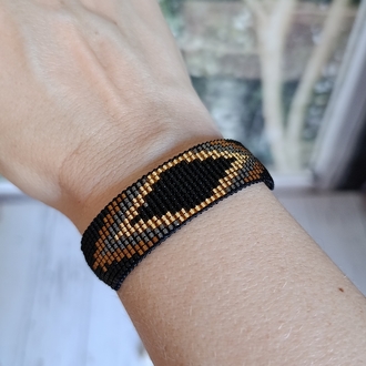 Siyah-Bakır-Gold Blok Miyuki Bileklik