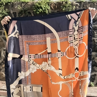 Turuncu -Laciver Kemer Detaylı Fular