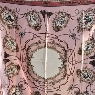 Pudra Pembe Çiçek Desenli Fular