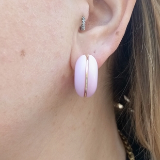 Pembe Bombeli Küpe