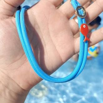 Turuncu Balık Detaylı Turkuaz İp Kolye
