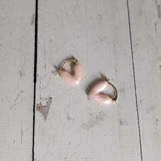 Pembe Mineli Kalp Küpe