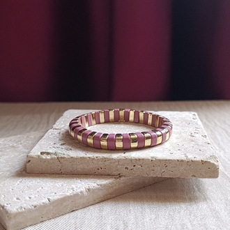 Pembe-Gold Lastikli Seramik Bileklik