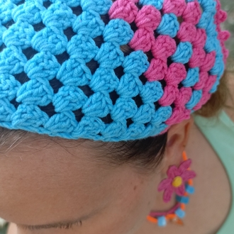 El Örgüsü Turkuaz Fuşya Bandana