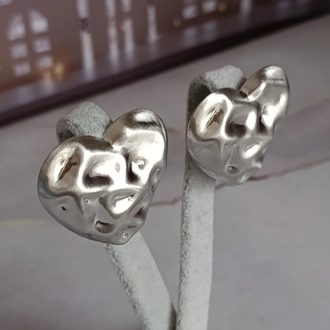 Dövme Plaka Mat Silver Kalp Küpe