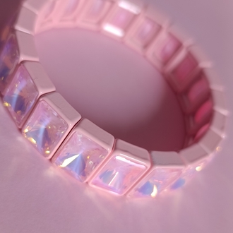 Pembe Kristal Taşlı Lastikli Bileklik