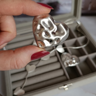 Dövme Plaka Mat Silver Kalp Küpe